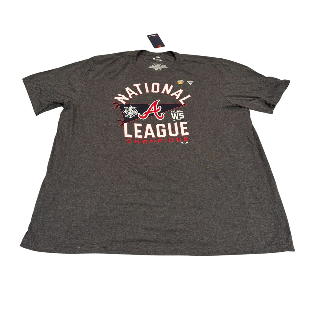 Fanatics Atlanta Braves 2021 National League Champions T-Shirt Gray Mens 3XT NEW